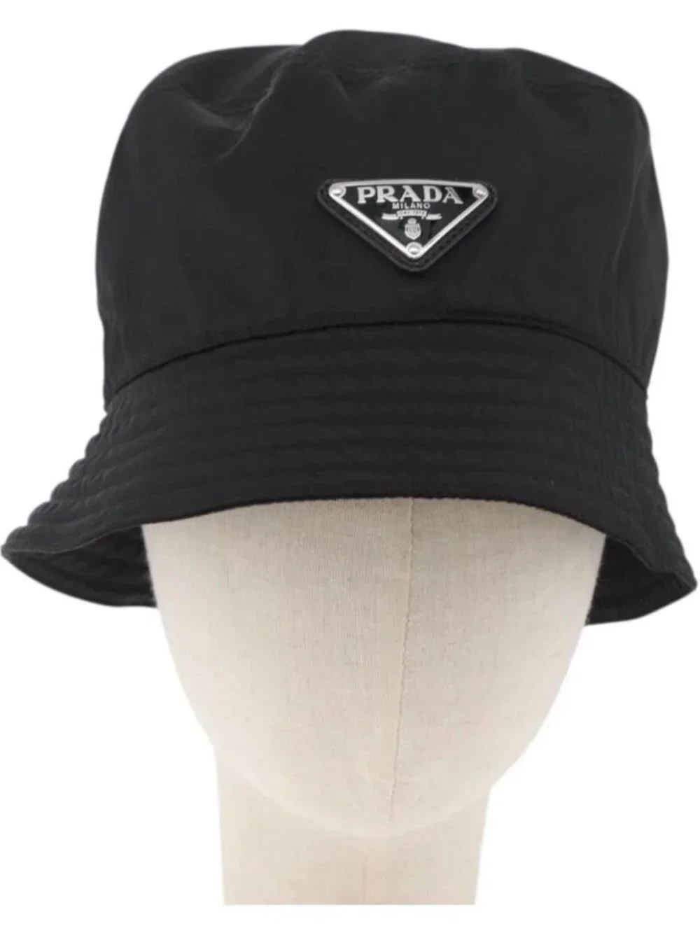 PRADA Hat Nylon M Black Auth 181375M